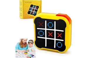 SCROLIEY Tic Tac Toe Bolt Game - Electronic Noughts and Crosses, Memory Training Handheld Portable Travel Fidget Toy for Kids and Adults (Yellow)