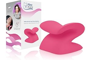 Almohada Tracción cervical Flex Kare. Relajar la nuca, el cuello y los hombros. Corrección y alineación de la columna cervical. Cojín quiropráctico de masaje, alivia el dolor de ATM. Rosa