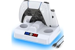 OIVO VGA DESIGN Station de Charge Manettes PS5, Chargeur Manette PS5 avec 9 Effets LED Ambiante, Charger PS5 Compatible avec Manettes DualSense PlayStation 5 et Edge, Accessoire de Support PS5