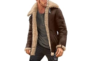 L9WEI Chaqueta de hombre, abrigo de cuero vintage para hombre, chaqueta de ante de manga larga, chaqueta de piel sintética, abrigo grueso de invierno con cuello de piel