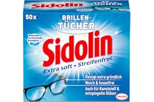 ‎SIDOLIN Sidolin Brillenputztücher (50 Stück), feuchte Reinigungstücher für Brillen, Displays, Bildschirme, reinigen mühelos und fusselfrei, optimal für unterwegs