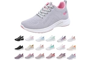 DFSDJEUW Womens Trainers Low Top Running Shoes Breathable Mesh Orthopedic Sneakers Wide Fit Wedge Trainers Comfortable Lace Up Walking Shoes Casual Non-Slip Athletic Shoes Arch Support Tennis Trainers