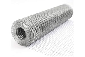 Bowose Welded Mesh Wire, Fence, 15M Galvanised Steel Garden Netting, 1”x1 hole Livestock Fencing Roll for Chickens, Rabbits, Dogs, Window Guards Vegetable Protection for Indoor or Outdoor (3 x 49FT)