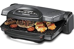 ‎ROMMELSBACHER ROMMELSBACHER Multi Grill KG 1800 – flexible Höhenverstellung, komplett aufklappbar, stufenlos regelbar, herausnehmbare, antihaftbeschichtete Grillplatten je 33 x 24 cm, Fettablauf, 1800 Watt