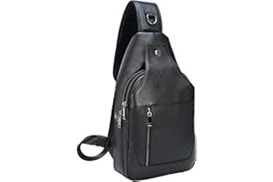 TEXBO Full Grain Leather Crossbody Sling Bag Chest Backpack Outdoor Travel Hiking Sports Daypacks