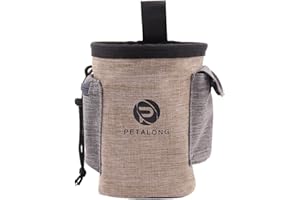 Hillento Bolsa de Entrenamiento del Perro con la Correa Lleva golosinas Juguetes para Mascotas Deporte Corriendo Lazo de la Cintura Bolsa de dispensador de Bolsas de Caca, marrón