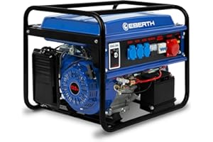 EBERTH 5500Watt Generatore di Corrente Portatile con Avviamento Elettrico, Motore a Scoppio 4 Tempi 13 CV, Trifase, 1x 400V, 2x 230V, 1x 12V Regolatore Tensione Automatico AVR, Fusibile Livello Olio