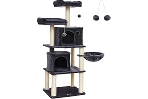 FEANDREA Árbol para Gatos, Rascador para Gatos con Postes Recubiertos de Sisal, Varias Plataformas, Centro de Actividades para Gatos PCT90G