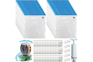 YOUNGSAY 24 Sacchetti Sottovuoto per Filamenti 3D + 48 Essiccante, 34 x 30cm Sacchetti Sottovuoto per Filamenti per Stampante 3D con Pompa Manuale e Clip di Tenuta per PLA ABS PETG TPU