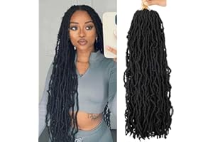 Alaleibaby Faux Locs 24 Inch Crochet Hair New Soft Locs 6 Packs/Lot Curly Wavy Pre-Looped Faux Locs Goddess Synthetic Fiber Hair Extensions (24 Inch, 1B)