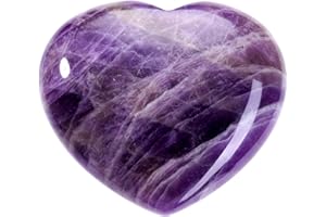 CrystalTears Dream Amethyst Crystals Heart Stone 45mm Healing Crystal Heart Gemstones Love Heart Puff Pocket Palm Stone for Reiki Healing Meditation Decor Crystal Gifts for Mum Women Mothers Day
