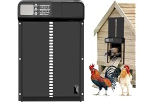JADYON Porte Automatique Poulailler, Porte Poulailler Automatique Solaire, 2023 New Trappe Poulailler avec Minuterie du Soir et du Matin, Aluminium, Écran LCD Programmable Étanche, Alimenté par Batterie.