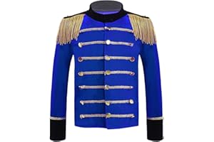 Aislor Unisexe Enfant Manteau Prince Majorette Veste Drum Band Marching Fille Garcon Noël Costume Royal Guard Parade Carnaval Fancy Dress Up