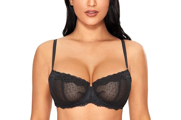 DOBREVA Femme Soutien Gorge Transparent avec Armature Sexy à Bretelles Convertibles
