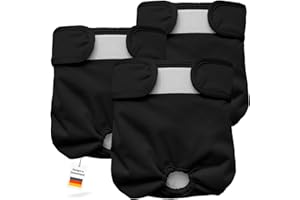 Alpenstern® Wiederverwendbare Hundewindeln für Hündinnen (3 Stück) Waschbare Läufigkeitshose für Hunde bei Inkontinenz und Läufigkeit - Saugstark - Weibchen Höschen Dog Diapers (Schwarz, XL)