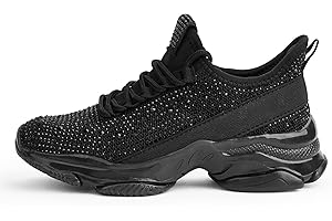 LUCKY STEP Błyszczące trampki dla dziewczynek - wsuwane z kryształkami, lekkie i wygodne dla dzieci, buty szkolne z żelową podeszwą