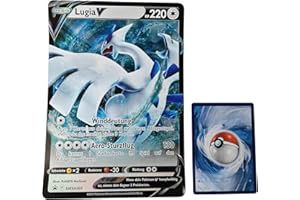 BB-Toy-Trades TCG PKM Sammelkarte XXL Black Star Promo Karte Lugia V SWSH301 - DEUTSCH - Fullart Holo Mega Jumbo Oversize Einzelkarte mit BB-Toy-Trades Sleeve (Lugia DE)