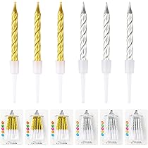 40 stuks verjaardagskaarsen, spiraalvormige metallic kaarsen, verjaardag voor taart, taartkaarsen met houder, korte dunne kaarsen voor verjaardag, bruiloft, feest, taartdecoraties (goud