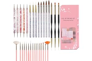 ‎SRUIDYLADY 31 Stück Nagel Pinsel Set, Professionelle Nageldesign Nail Art Pinsel Kit Nagelpinsel für Acryl Gelnägel, Nail Liner Pinsel Nail Dotting Pen Staubbürste Nagelbürste für DIY Nail Art Designs Malerei