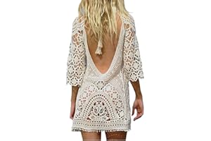 EDOTON Traje de Baño, Vestido de baño de Bikini con Encaje de Crochet y Espalda Abierta de Mujer