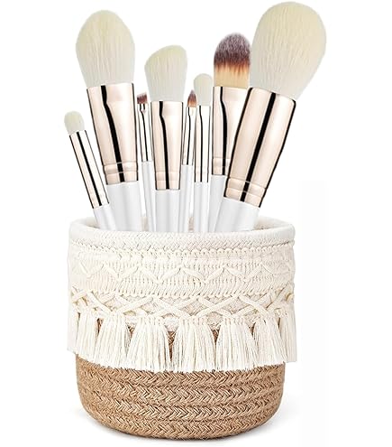 CHENGCKJ 2er Set Pinselhalter Aus Baumwollseil - Stilvolle Aufbewahrung Für Make-up-Pinsel & Stifte