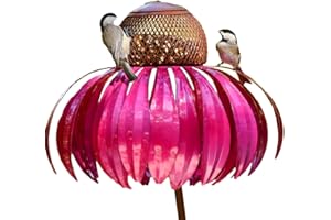 Hmpet Mangeoires pour Oiseaux Sauvages,Mangeoire Oiseaux sur Pied,Métal Mangoire pour Oiseaux Extérieur,Tool Durable Easy to Use,Rouge