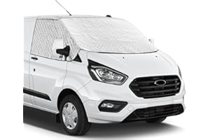 CICMOD Copertura per Parabrezza per F ord Transit Custom, Protezione per Parabrezza Parasole per Finestrini Anteriori - Rgento Nero