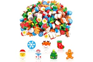 GreenYeah 200PCS Gomme da Cancellare Natalizie, Mini Gomme per Bambini, Mini Gomme da Cancellare, Gomme Natalizie per Ricompense in Classe, Regali, Riempire la Calza della Befana