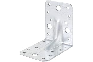 Alberts 330514 Squadretta di giunzione angolare rinforzata con nervatura di rinforzo, zincata con procedimento Sendzimir, 90 x 90 x 65 mm / 12 pz