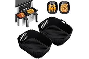 ZHUFAS 2 Pezzi Accessori Friggitrice ad Aria per Ninja Double Stack XL Teglie Friggitrice ad Aria SL400EU 9.5L, Foodi Max Dual Zone AF400EU, AF300EU 7.5L, Silicone Teglia per Friggitrice ad Aria