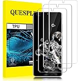 QUESPLE 3 Pezzi Pellicola Protettiva per Samsung Galaxy S20 Ultra 5G, 3D Copertura Completa Protezione Schermo per Samsung S2