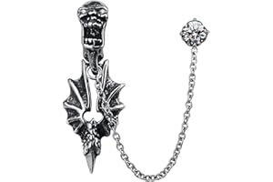 PUNKTRACKER Chain Linked Upper Ear Stud Punk Sword Dangle Surgical Steel Helix Cartilage to Lobe Stud Earring