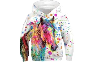 Fanient Kids Teen Girl Boy Hoodies 3D Print Vivid Animal Cartoon Graphic Sweatshirt Pocket Pullover Hoodie for 6-16Y