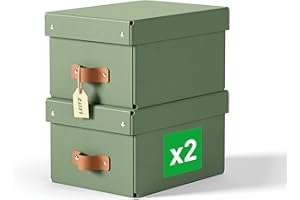 Leitz Puro Small Storage Box with Lid – Set of 2 Durable Storage Boxes, Compatible with Cube Units & Shelves, 7L Stackable Organiser, Suitable for Home & Office (20 x 28 x 15 cm, Sage Green)