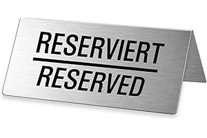 ‎OFFORM DESIGN Restaurantschild Tischschild aus Edelstahl Reserviert/Reserved 85x40 mm 1 Stück Nr.2691-1
