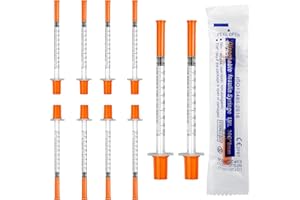 GUZHAIREN 10 Pack 1ml Syringes 30G 8mm Disposable Microfine Syringes for Injections Plastic Syringe with Cap Individually Wrapped Multipurpose Tools for Pets Feeding Labs Measuring