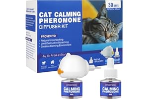 Aomig Relaksujący Feromony dla kotów, zestaw uspokajający 3 w 1, dyfuzor feromonowy dla kotów z 1 dyfuzorem i 2 fiolkami zamiennymi (48 Ml), do 60 dni