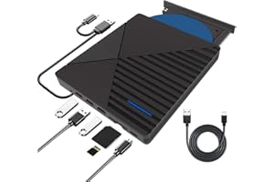 EOKEKE Lecteur CD DVD Externe pour PC, CD/DVD +/-RW Graveur Enregistreur USB 3.0 et Type-C, Portable Mince Graveur DVD Externe Player pour Windows PC Laptop Desktops 10/8/7/XP/Vista/Linux/Mac OS