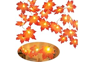 QKEINV Fall Maple Leaf Orange Fairy Lights, Autumn Garland with Lights, 3M 20LED Fall Maple Leaves String Light, Battery Operated (Not Include) Autumn Leaf String Lights for Thanksgiving Home Decoration