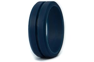 UNII Silicone Wedding Rings | Safety Rubber Wedding Bands | Athletic Ring for Active Men | Thin Groove Ring 7mm Wide | Best Alternative for Work, Mechanics, Sports, Workout Ring | Black, Grey, Blue & Green