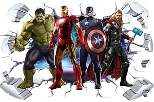 NvWang Iron Man Etiqueta de Pared Iron Man Hero Etiqueta de Pared Superhero Etiqueta de Pared Extraíble Pegatinas Dibujos Animados en 3D