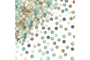 TOAOB 100 Stück 4mm Naturstein Perlen Amazonit Perlen Edelsteine zum Auffädeln Runde Lose Naturperlen mit Loch zum Schmuck Basteln DIY Armband Halsketten Schmuckherstellung