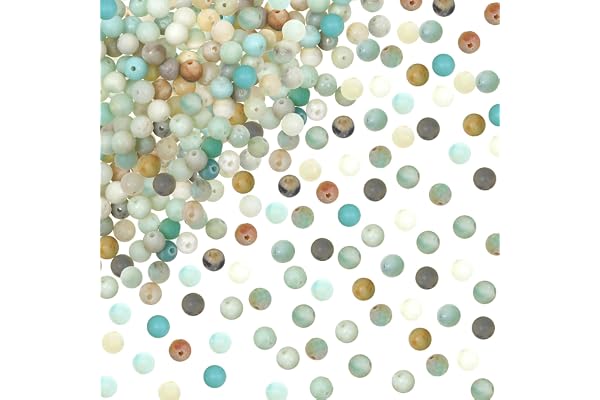 TOAOB 100pcs Perles Pierre Naturelles 4mm Perles d'Amazonite Naturelles Givrées Rondes en Vrac de Pierres Gemme Énergie pour Fabrication de Bijoux Collier Bracelet Boucle D'oreille
