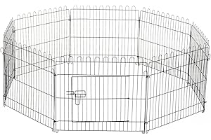 HOMCOM PawHut Parque de Juegos para Perros 8 Paneles 71x61 cm Plegables Jaula Metálica para Mascotas con Puerta para Jardín Patio Exterior Negro