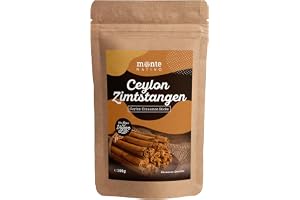 Ceylonkanelstänger Monte Nativo (100 g) - Aromatisk Ceylonkanel hel - Som Krydda eller Kanelstång dekoration - Kanelstänger ätbara, perfekta för glögg och vinterte - Julkryddor - Cinnamon sticks