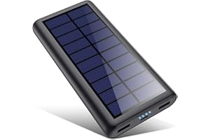 HETP Power Bank Solar 26800mAh, Solar Powerbank mit Solarpanel, 2 Ausgängen 4 LED Indicateurs Hohe Kapazitat Power Bank Wasserdicht Kompatibel mit iPhone 14/13/12,Samsung S23 S22/Pixel/Huawei/Xiaomi