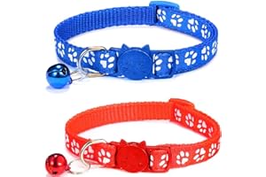 ZACAL 2x Cat Collars with Bell - Safe Quick Release Breakaway Buckle - Adjustable to fit all Domestic Cats | PACK OF 2 (RED & BLUE)