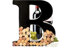 will's Porta tappo per vino - Lettera monogramma in metallo (B), Nero, Grande | Regali per gli amanti del vino, regali di inaugurazione della casa, fidanzamento e addio al nubilato