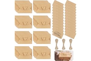 BAIYUANLI Buste Mini Biglietti da 173pezzi Busta in Carta Kraft 70pezzi Buste Piccole per Biglietti Regalo con Chiusura a Farfalla 100pezzi Biglietti in Carta Kraft vuoti per Matrimonio Fai da te, 10 * 7cm