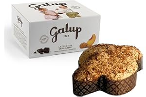 Galup Colomba Pasquale, con Pesca Candita, Gocce di Cioccolato e Amaretto, Colomba Artigianale, Ricoperta da Glassa alle Nocciole - 750 g